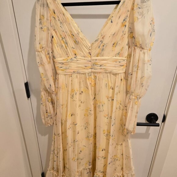 Floral Print Chiffon Illusion Tiered Puff Dress Mac Duggal - Picture 11 of 14